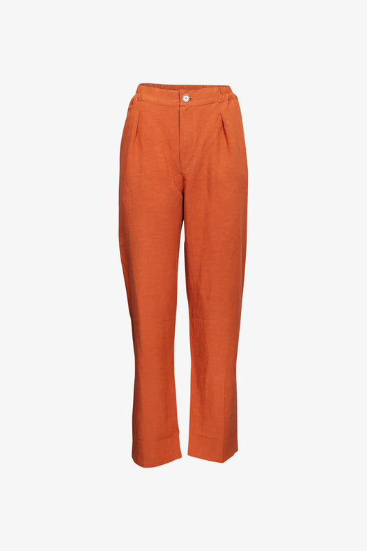 Pantalon à Plis Lin Viscose Terracota