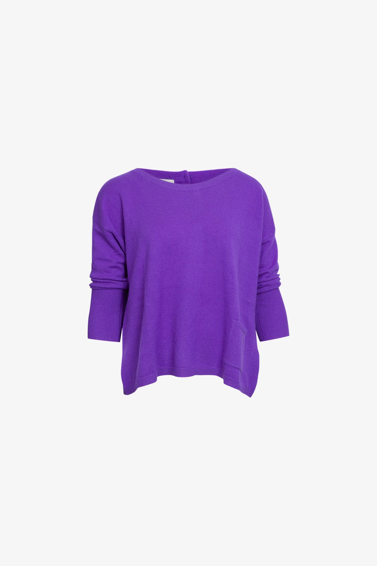 Pull Col RDC Oversize Boutons Multicolore Dos Cachemire Violet Électrique