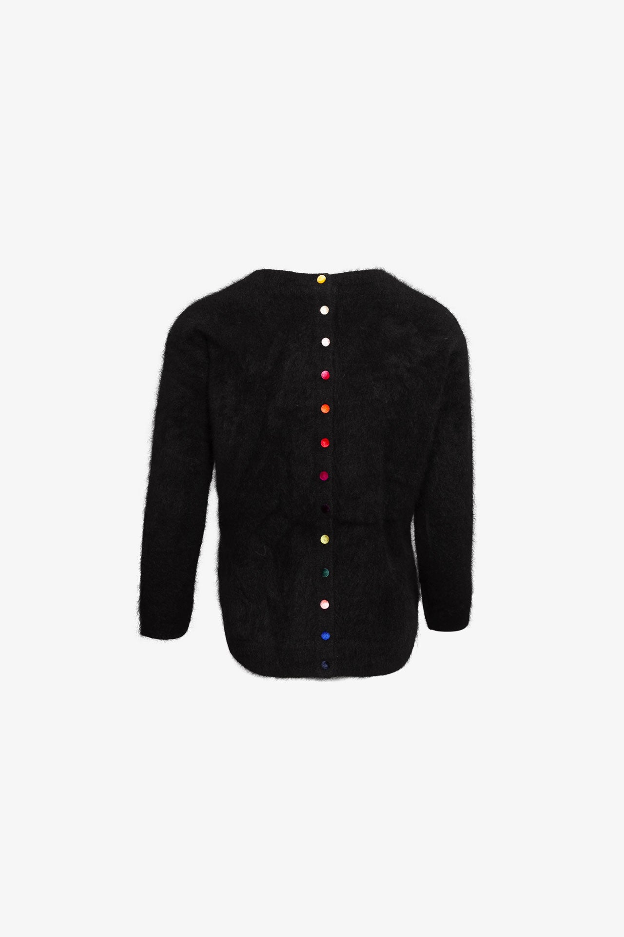 Pull Col RDC Oversize Boutons Multicolore Dos Raccoon Noir