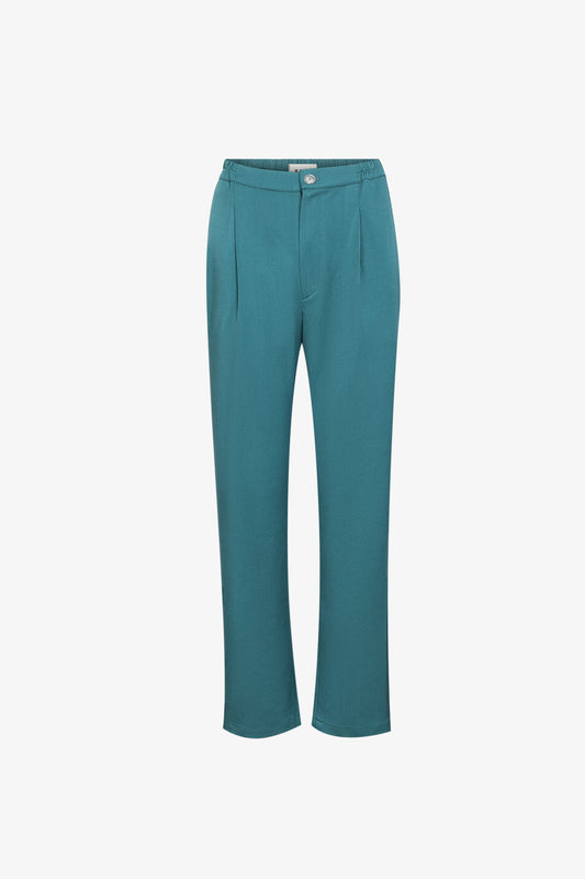 Pantalon à Plis Gabardine Pétrole