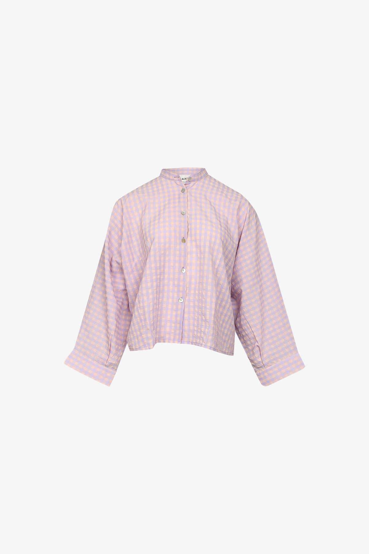 Chemise Nehru Carreaux Lilas
