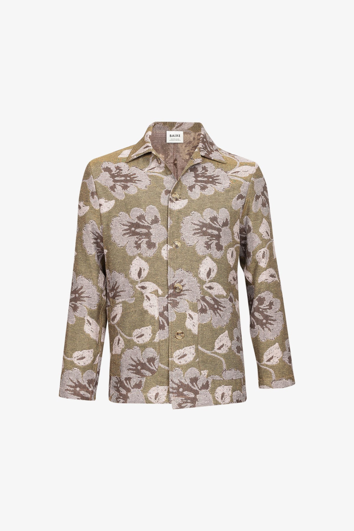 Veste Double Poches Jacquard Kaki Floral