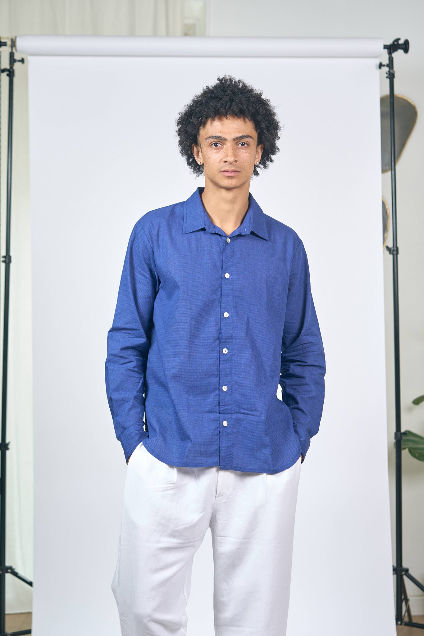 Chemise Relax Checks Indigo Bleu