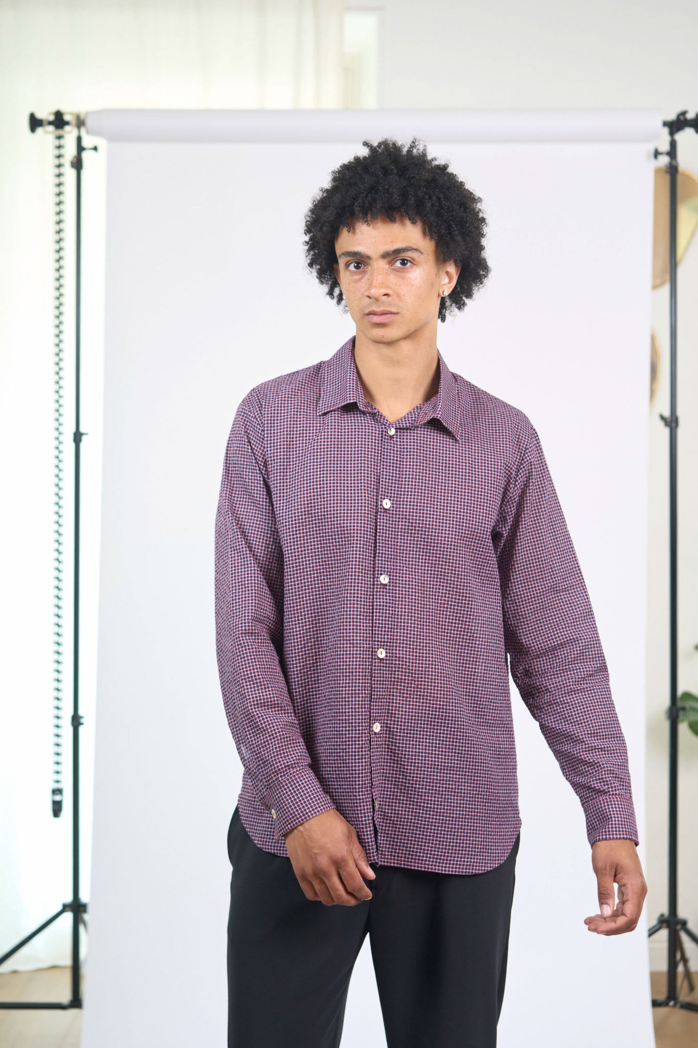 Chemise Relax Petits Carreaux Bordeaux