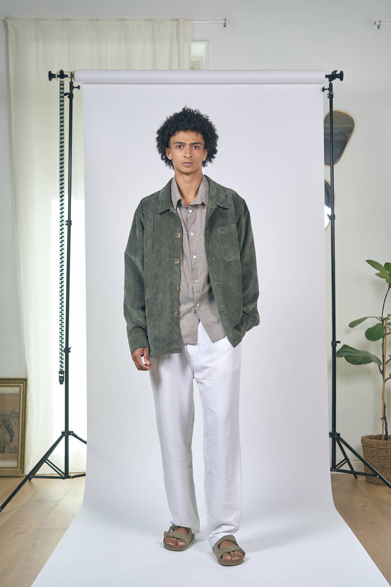 White Viscose Linen Pleated Pants