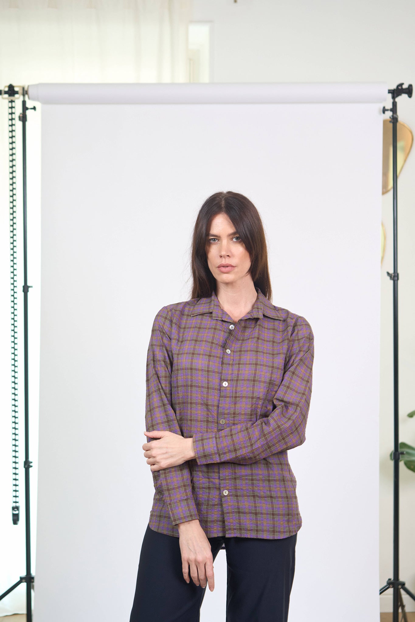 Chemise Relax Petits Carreaux Violet