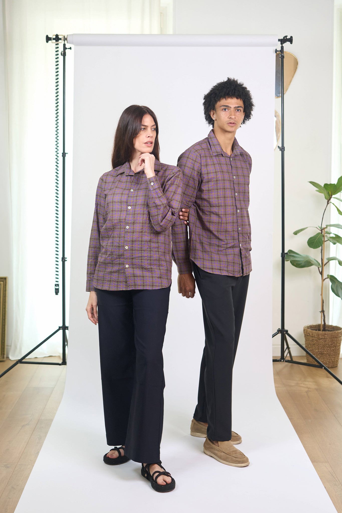 Chemise Relax Petits Carreaux Violet