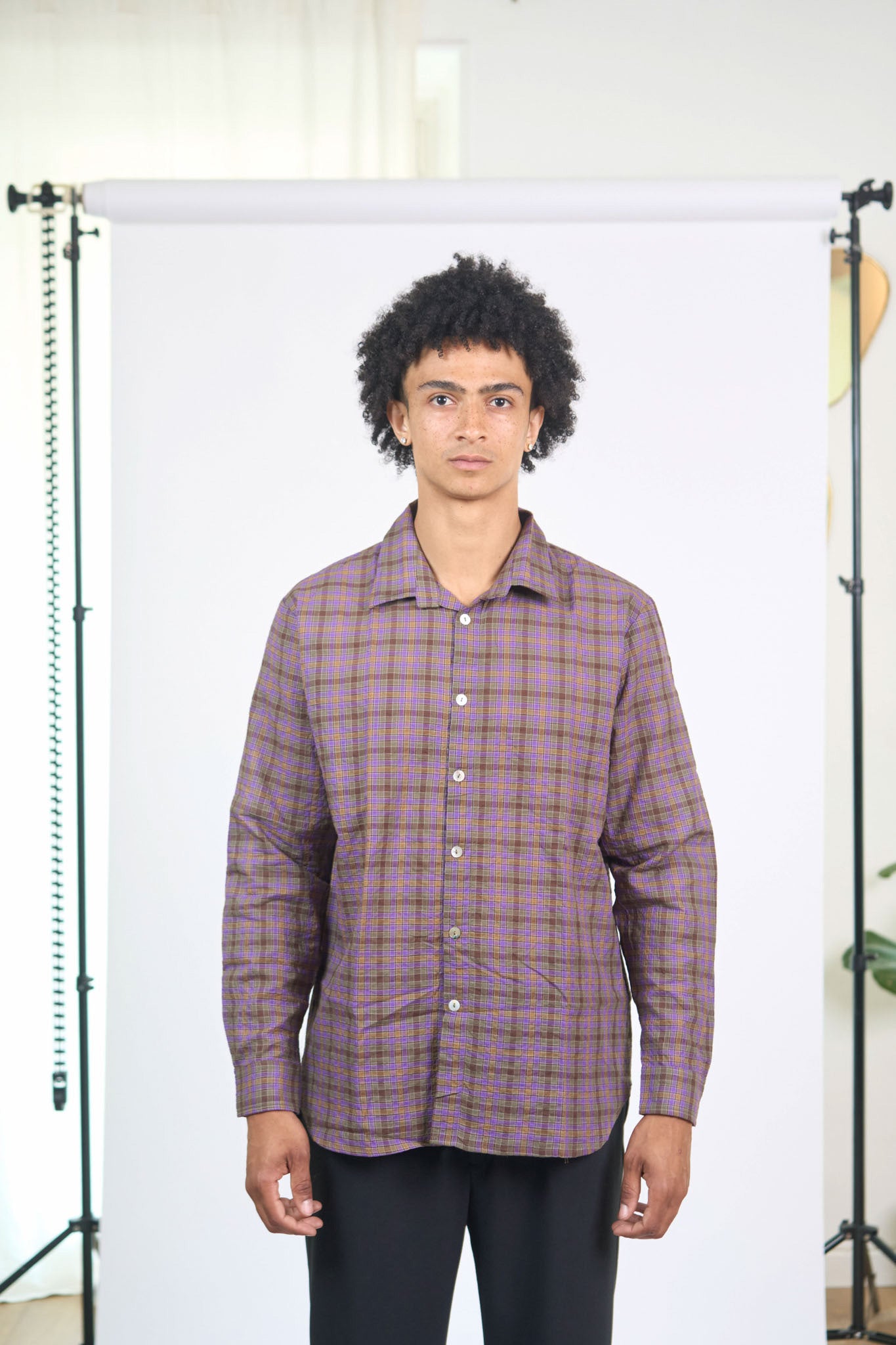 Chemise Relax Petits Carreaux Violet