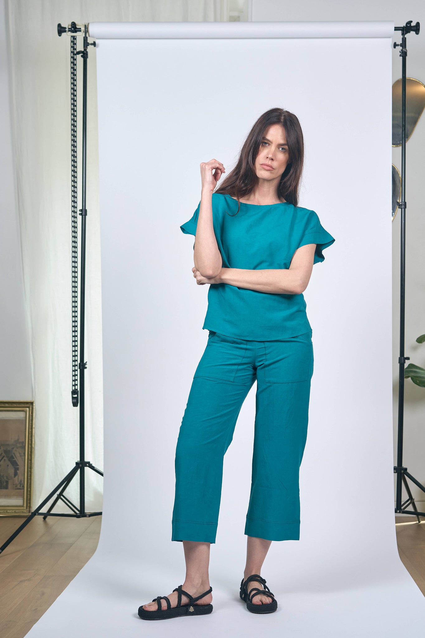 Pantalon Italien Lin Viscose Canard