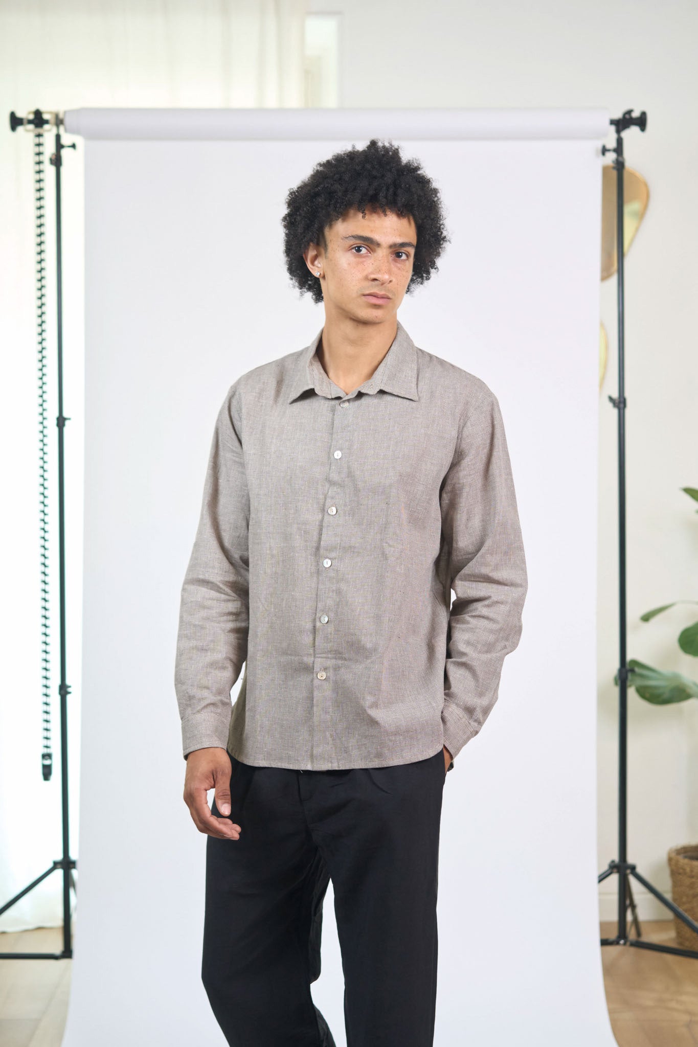 Chemise Relax Checks Marron