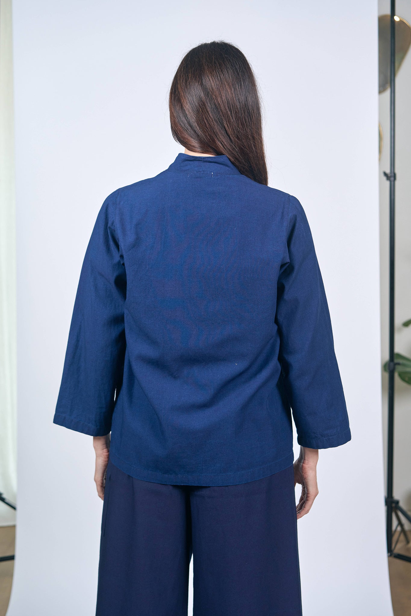 Veste Longue Carrée Bleu de Chine