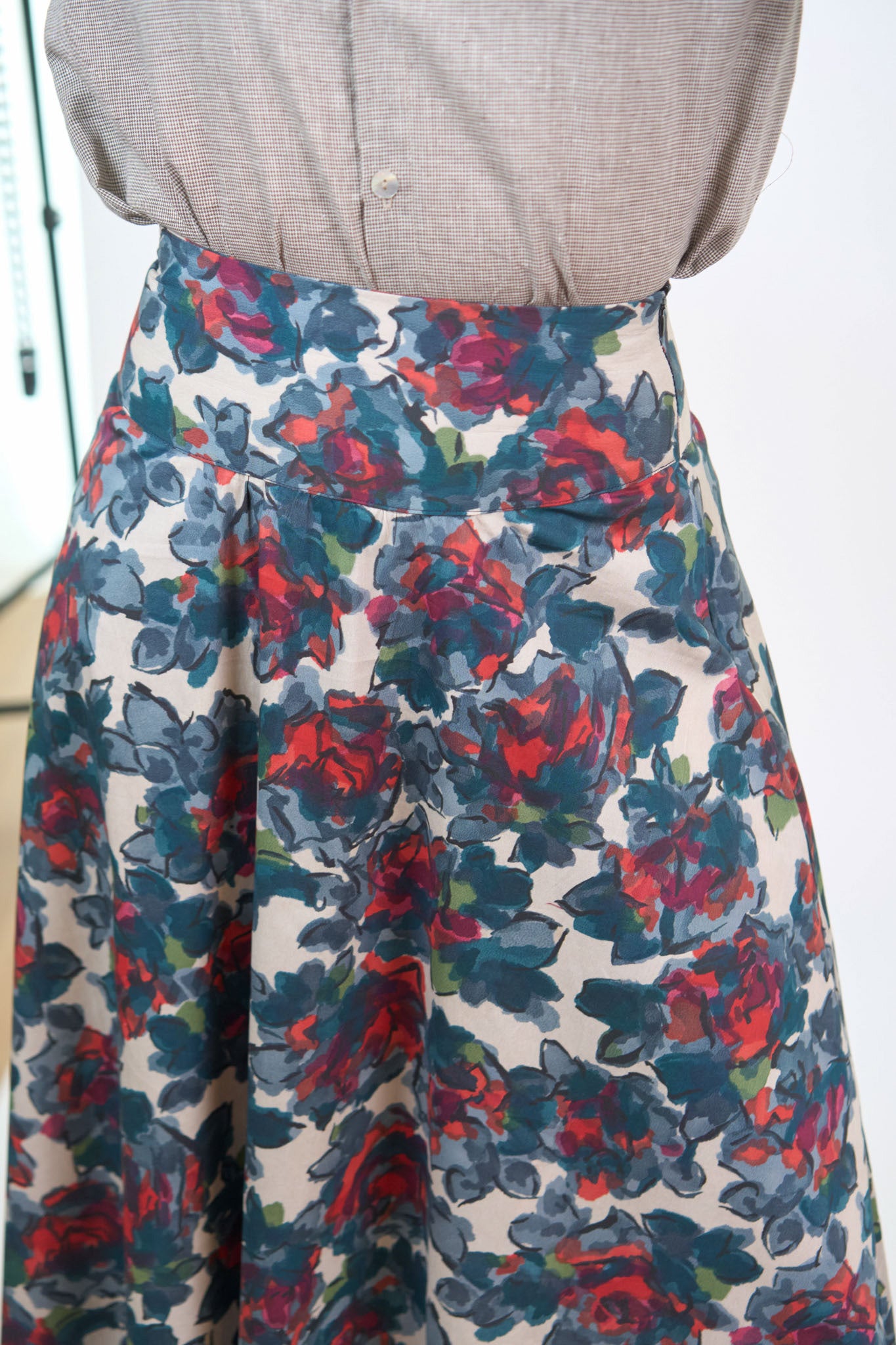 Poplin Flower Flared Skirt