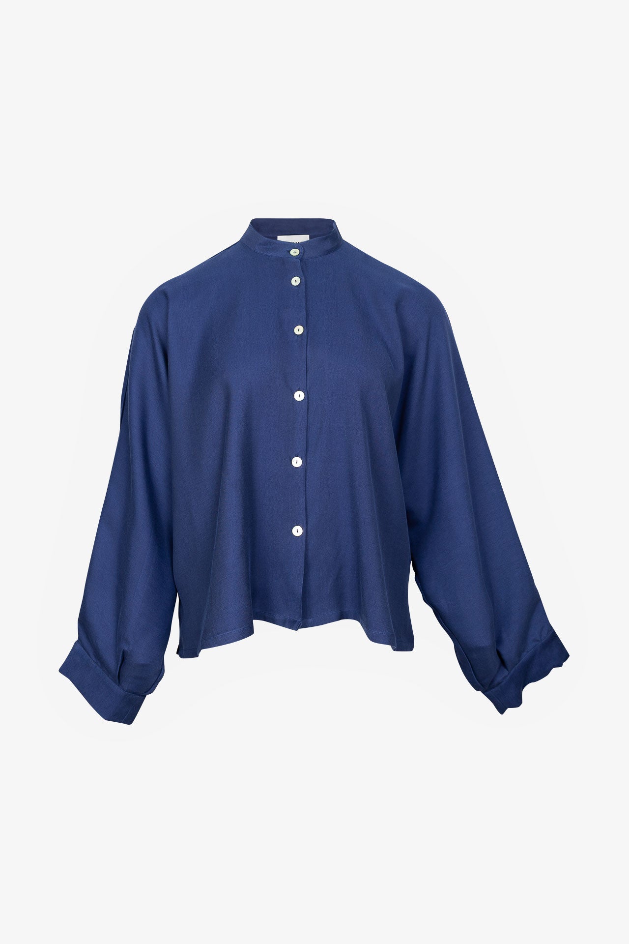 Chemise Nehru Viscose Cupro Bleu