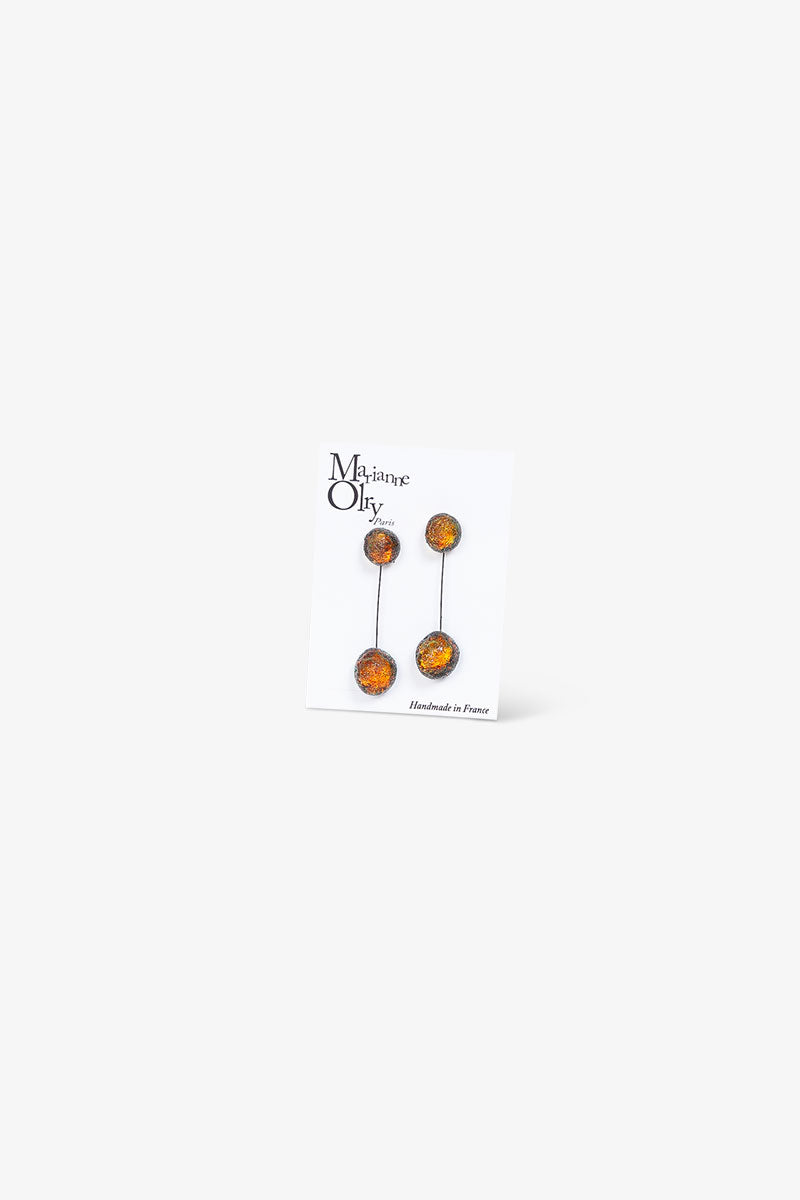 Boucles d'oreilles Moyenne Double Météorites - Orange