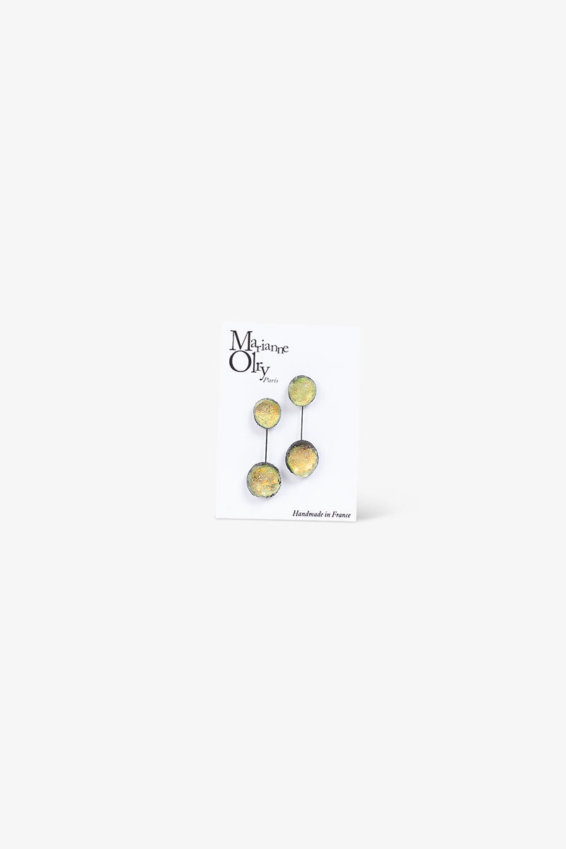 Boucles d'oreilles Petite Double Météorites - Vert Opale