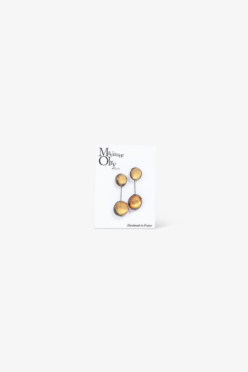 Boucles d'oreilles Petite Double Météorites - Jaune Dahlia