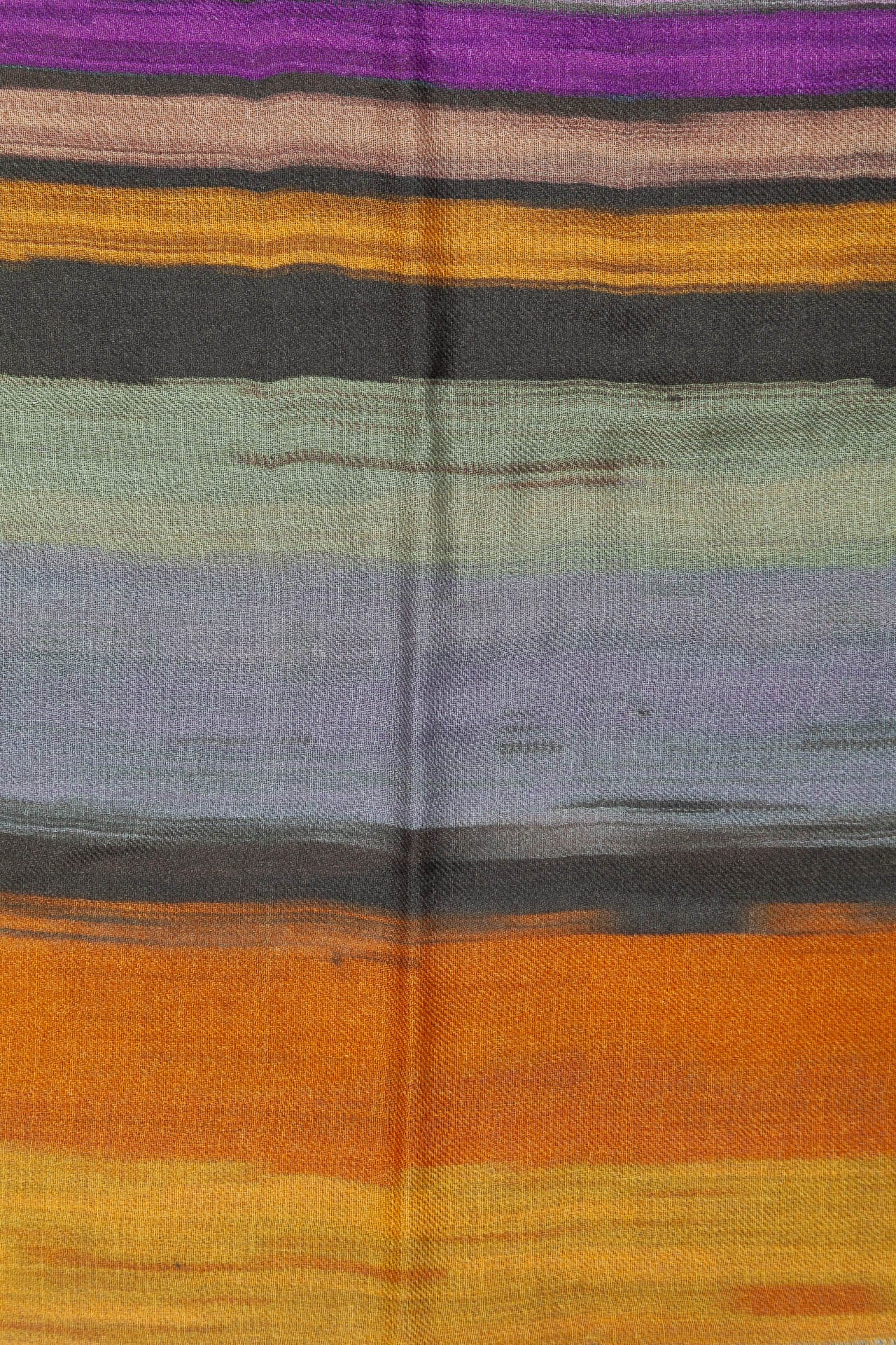 Echarpe Rayures Cyan - Laine & soie