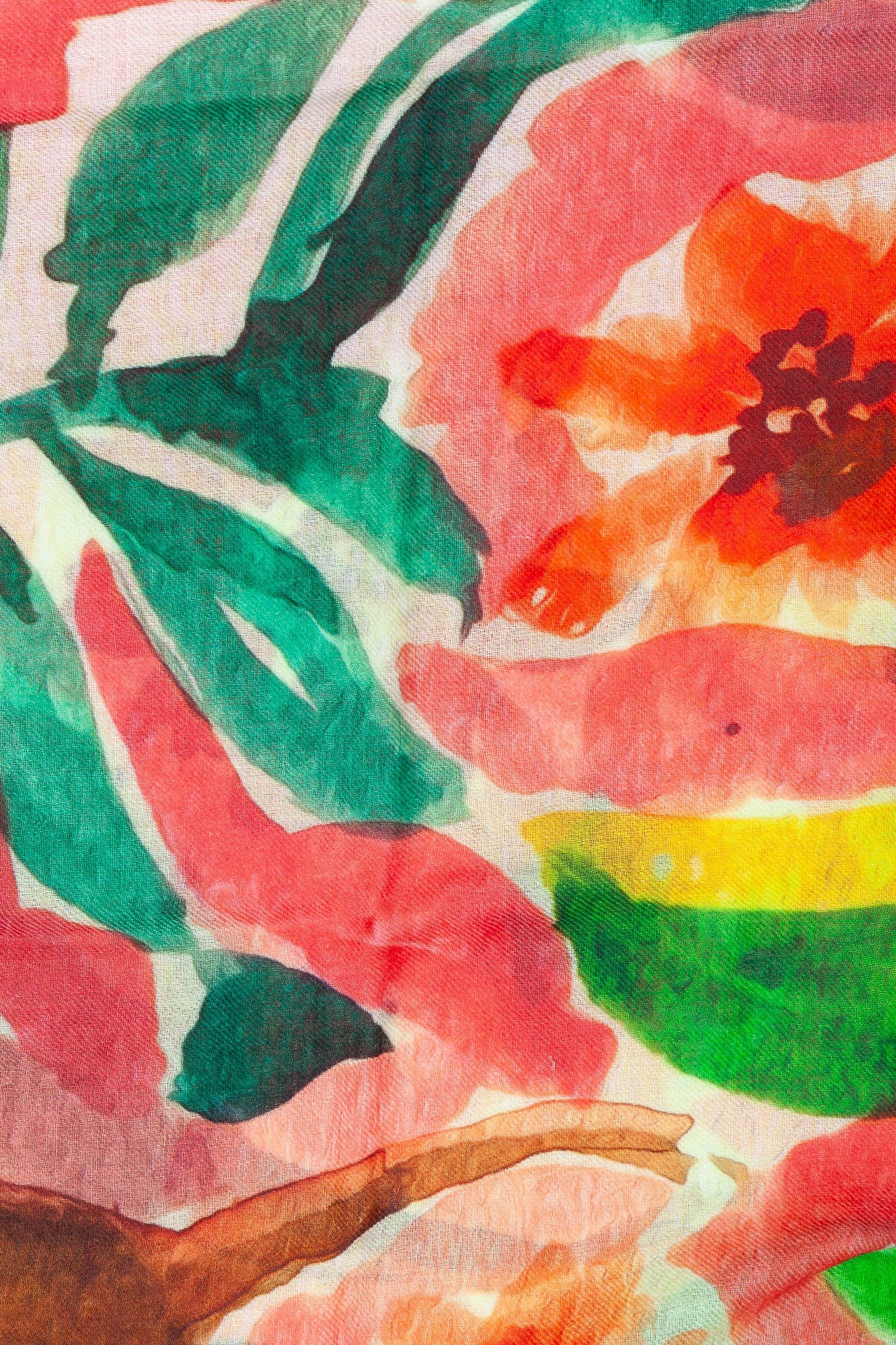 Schal mit Blumenmuster - Wolle & Seide