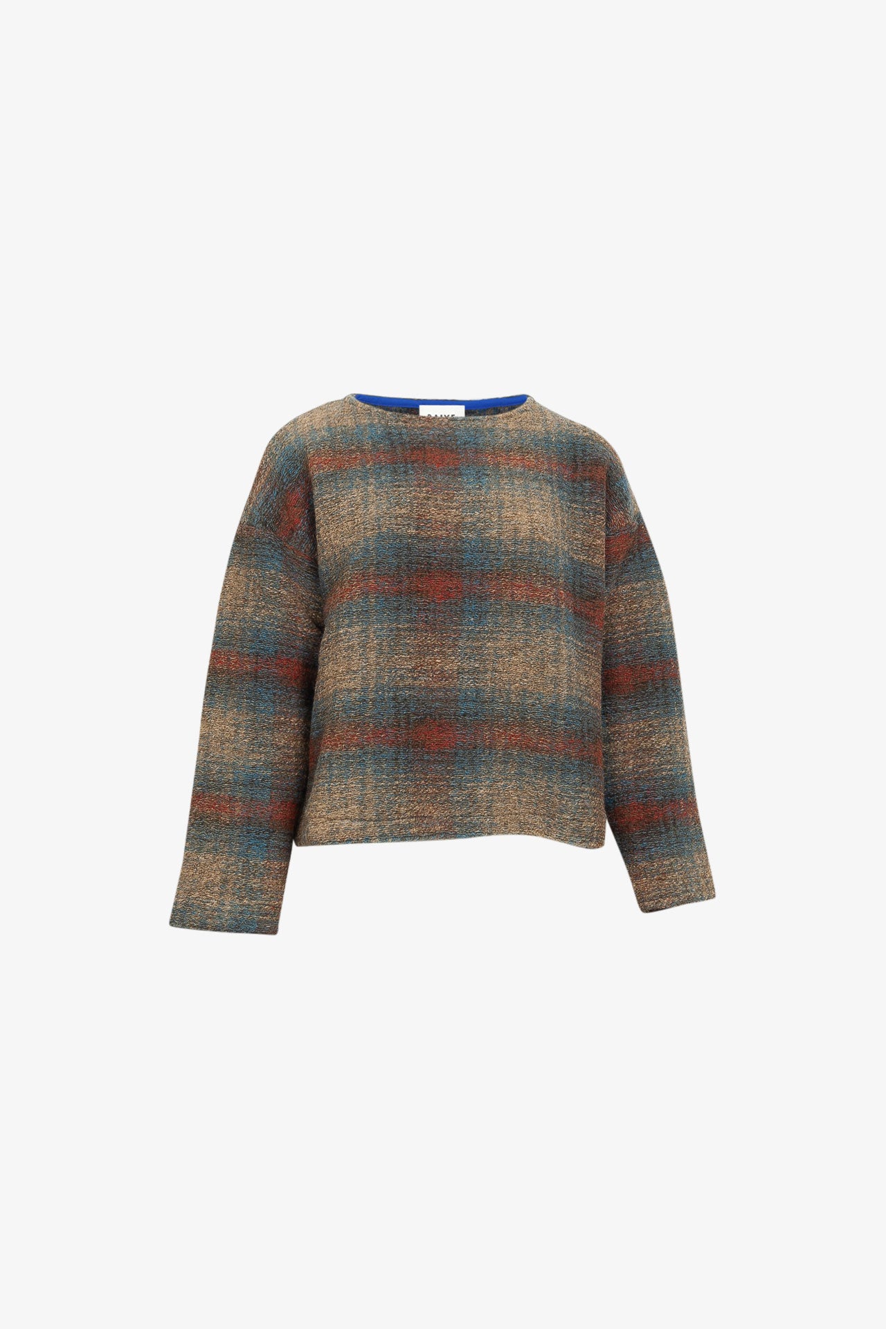 Pull Ample Moucheté Kaki Bleu