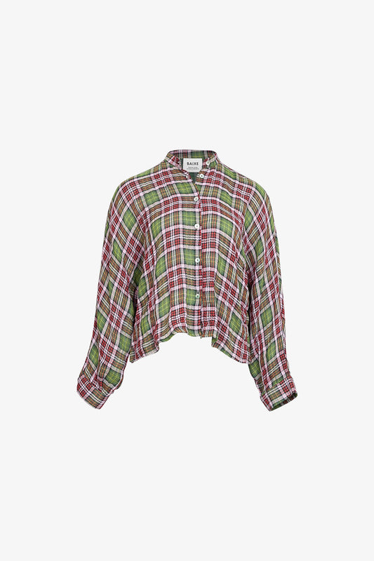 Chemise Nehru Carreaux Tartan Vintage