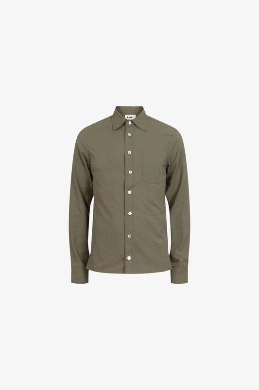 Khaki Seersucker Straight Shirt