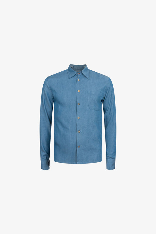 Blue Tencel Straight Shirt