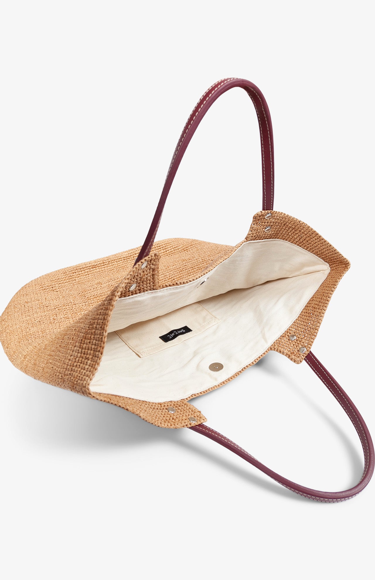 Hélio Thé shopping bag / Bordeaux leather handles
