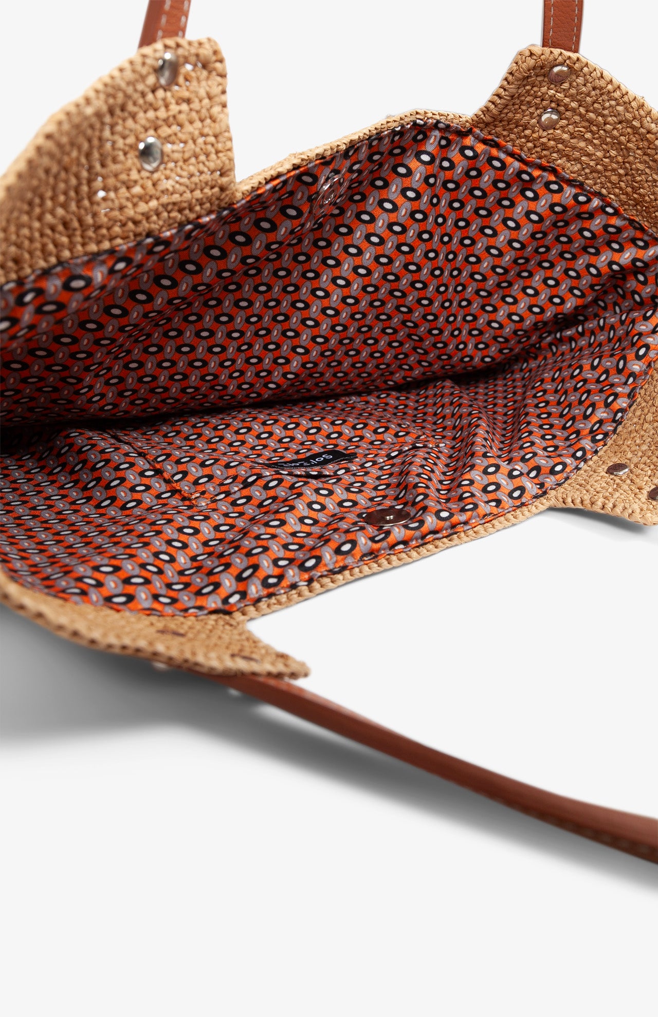 Hélio Thé fabric shopping bag / caramel leather handles