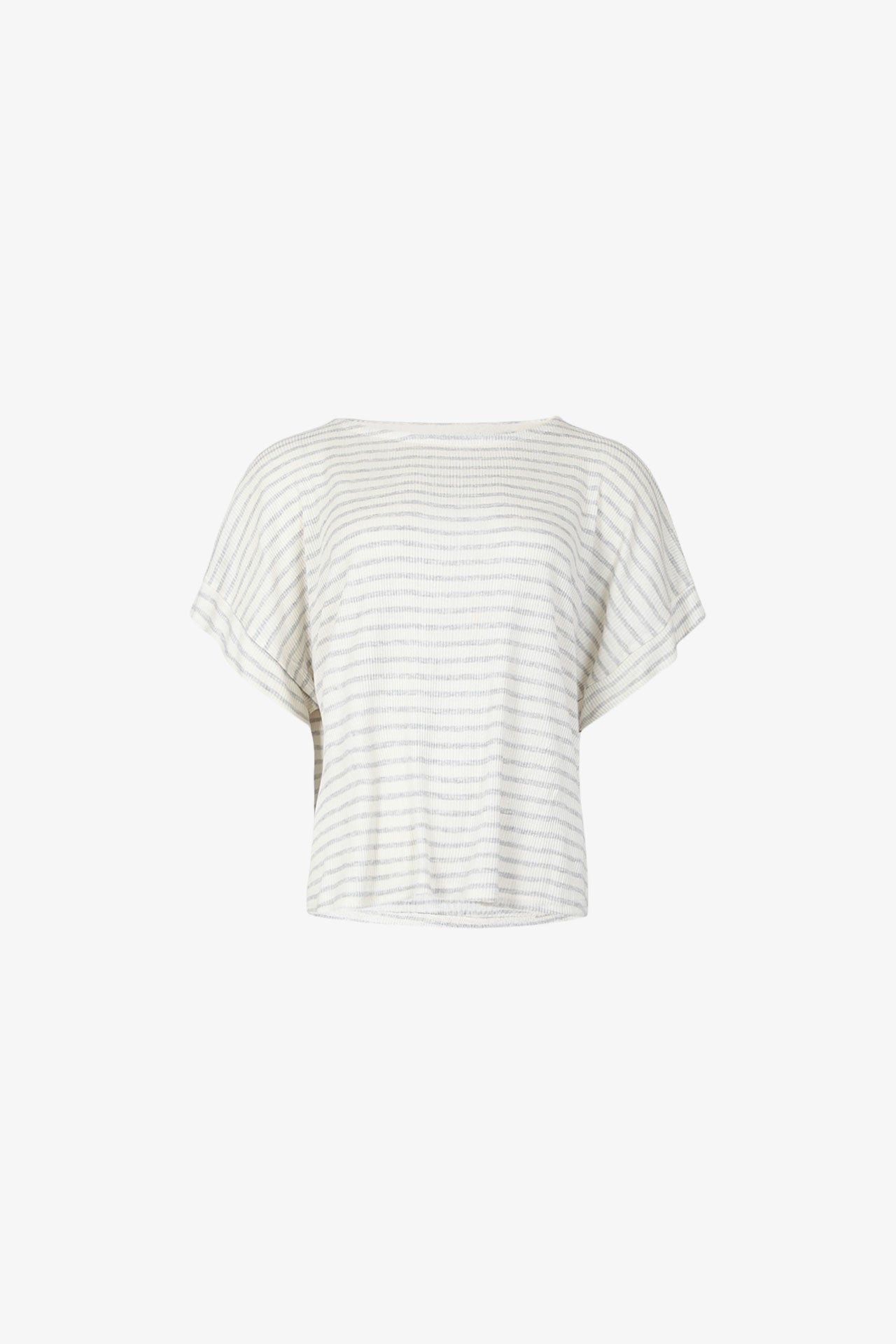 Gestreiftes Strickoberteil mit Reversärmeln
