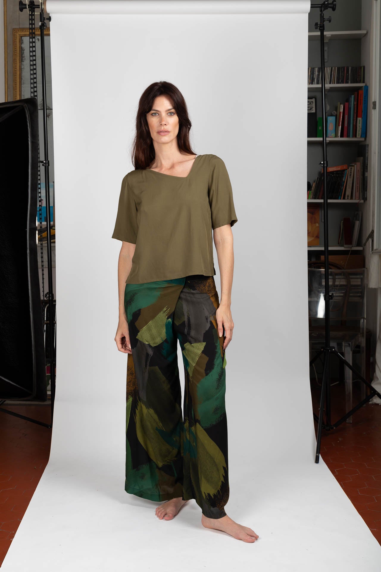 Khaki Asy Viscose Top