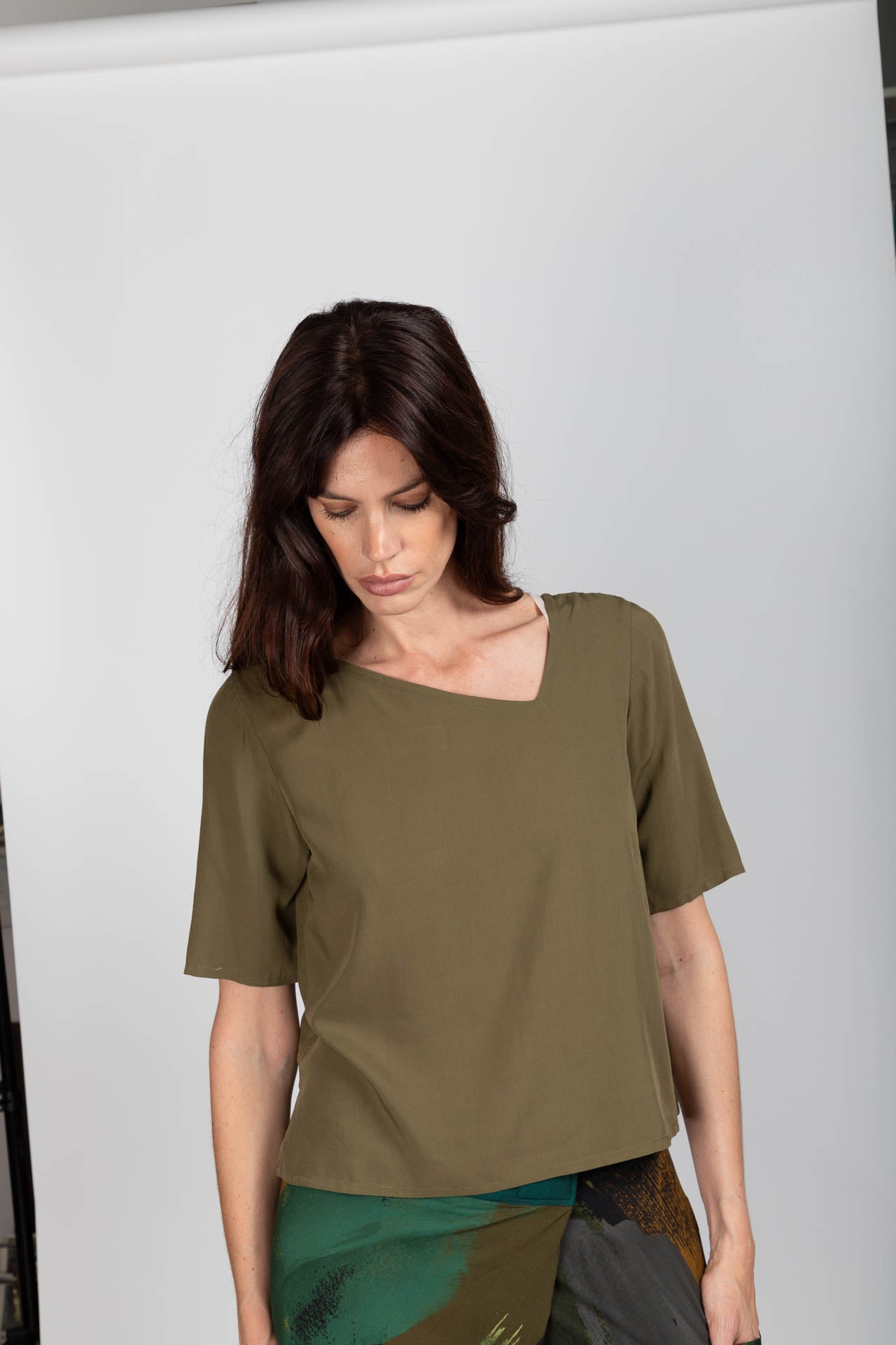 Khaki Asy Viscose Top