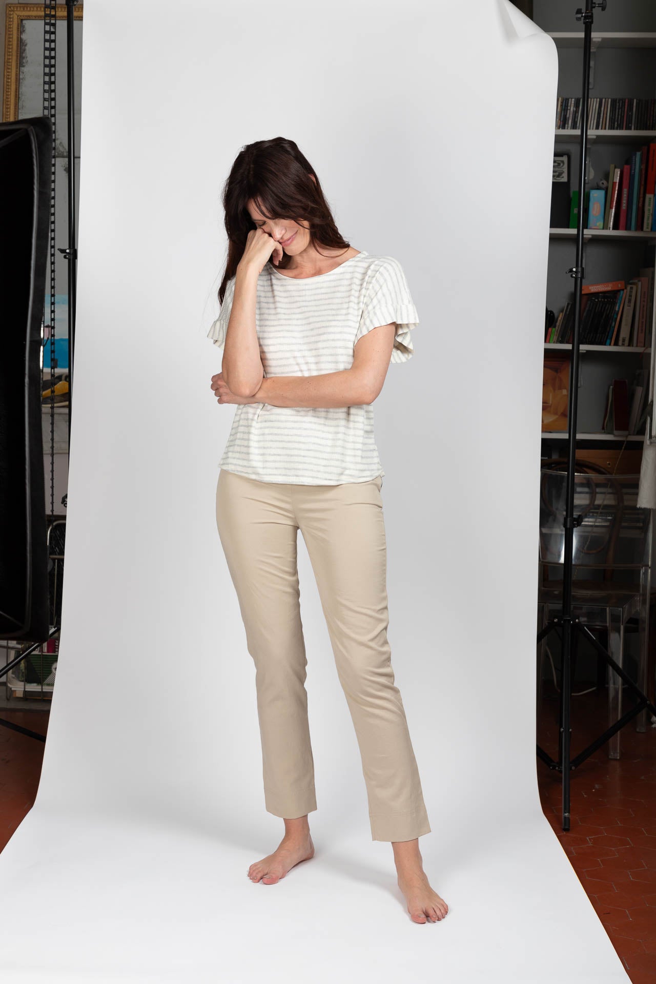 Pantalon Slim Tencel Beige