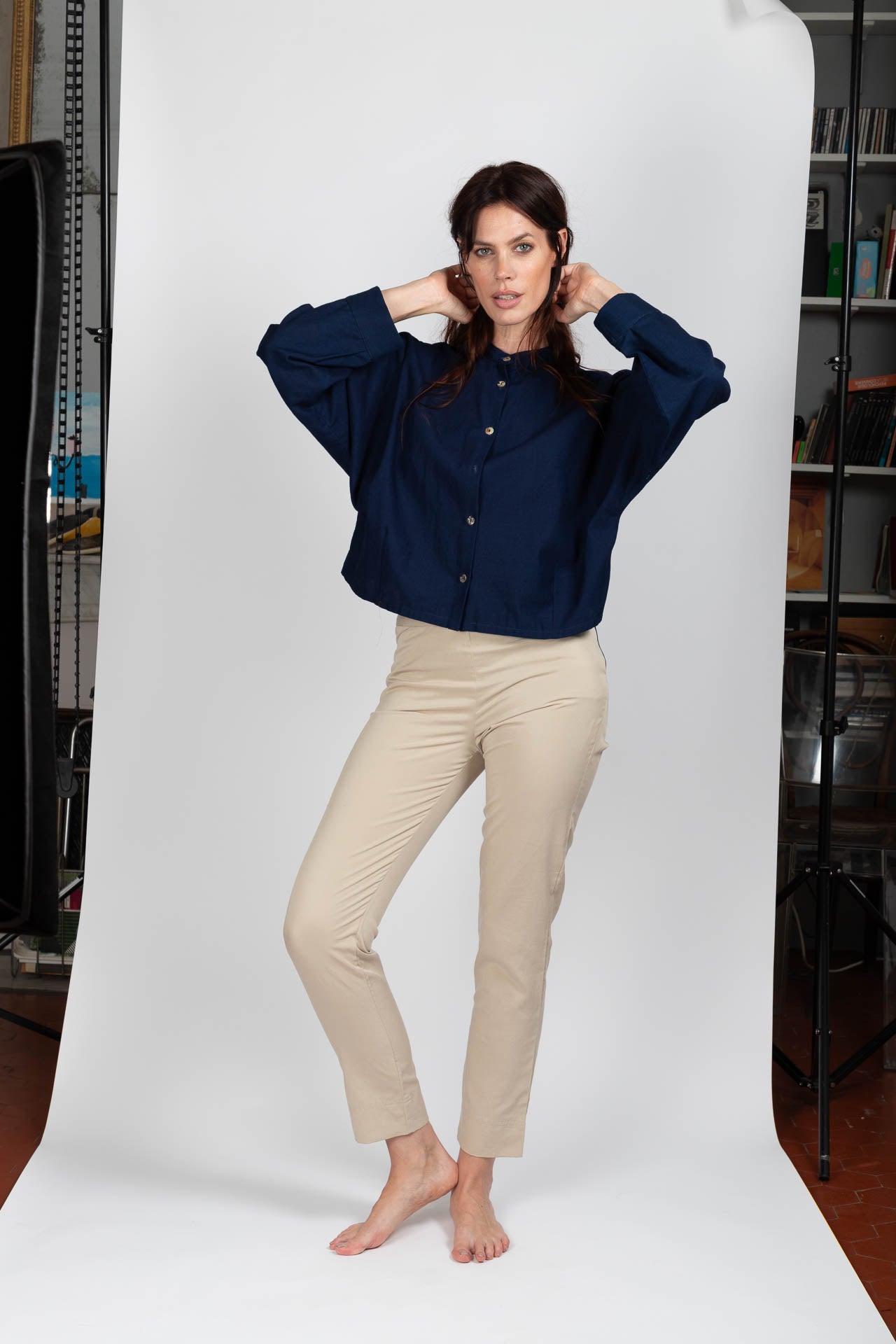 Chemise Nehru Bleu de Chine