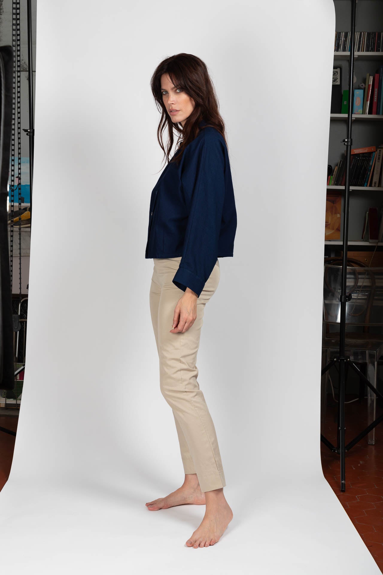 Chemise Nehru Bleu de Chine