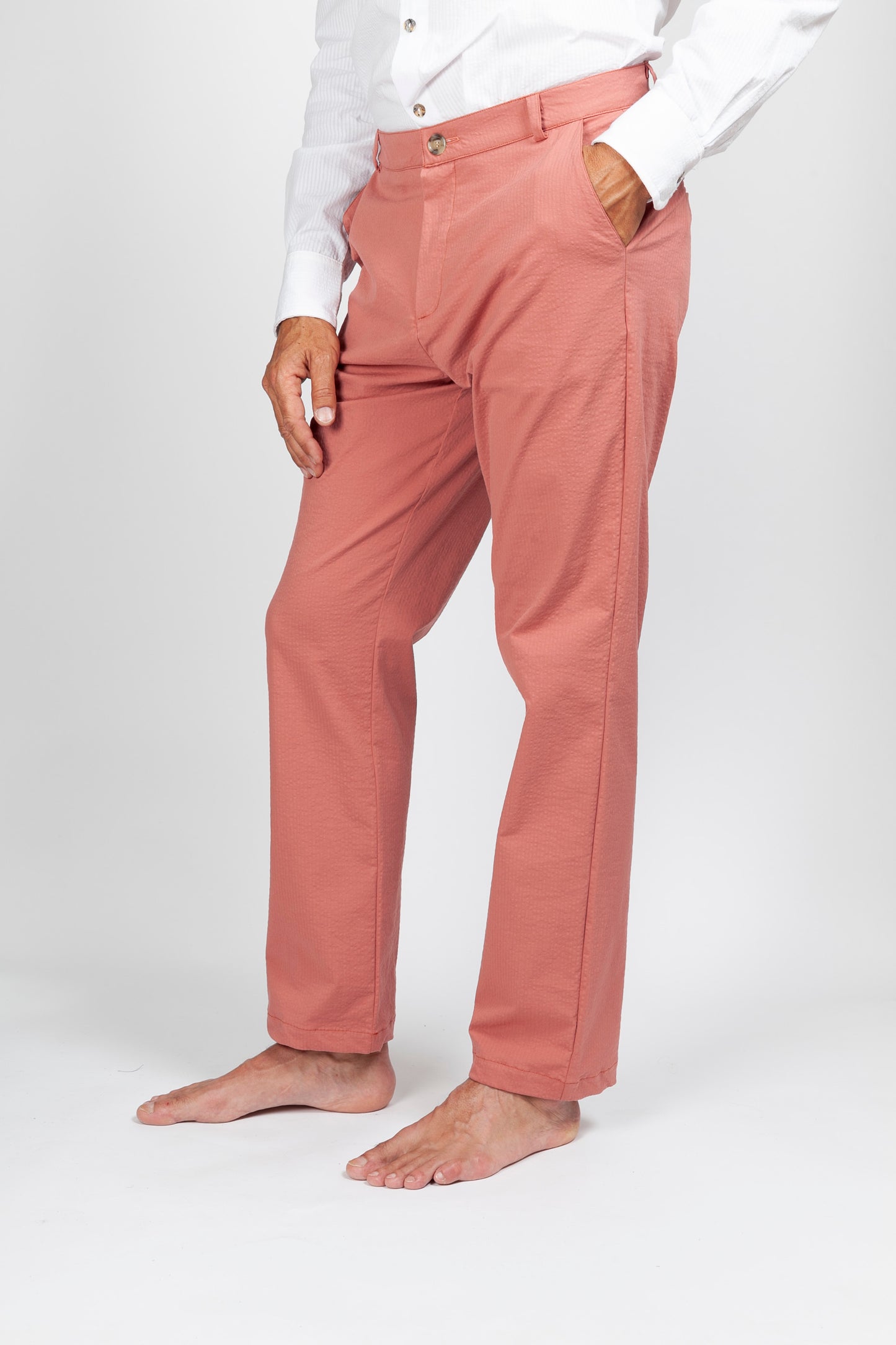 Pantalon Chino Seersucker Rose