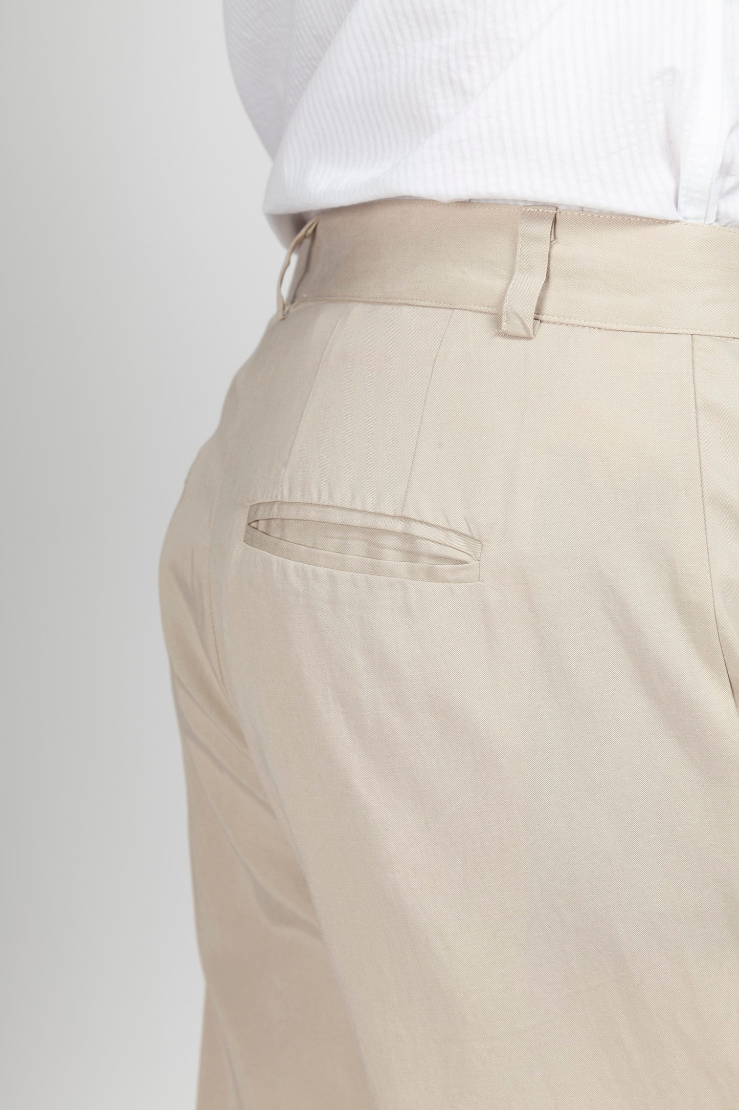 Chino Trousers Tencel Linen Cotton Beige