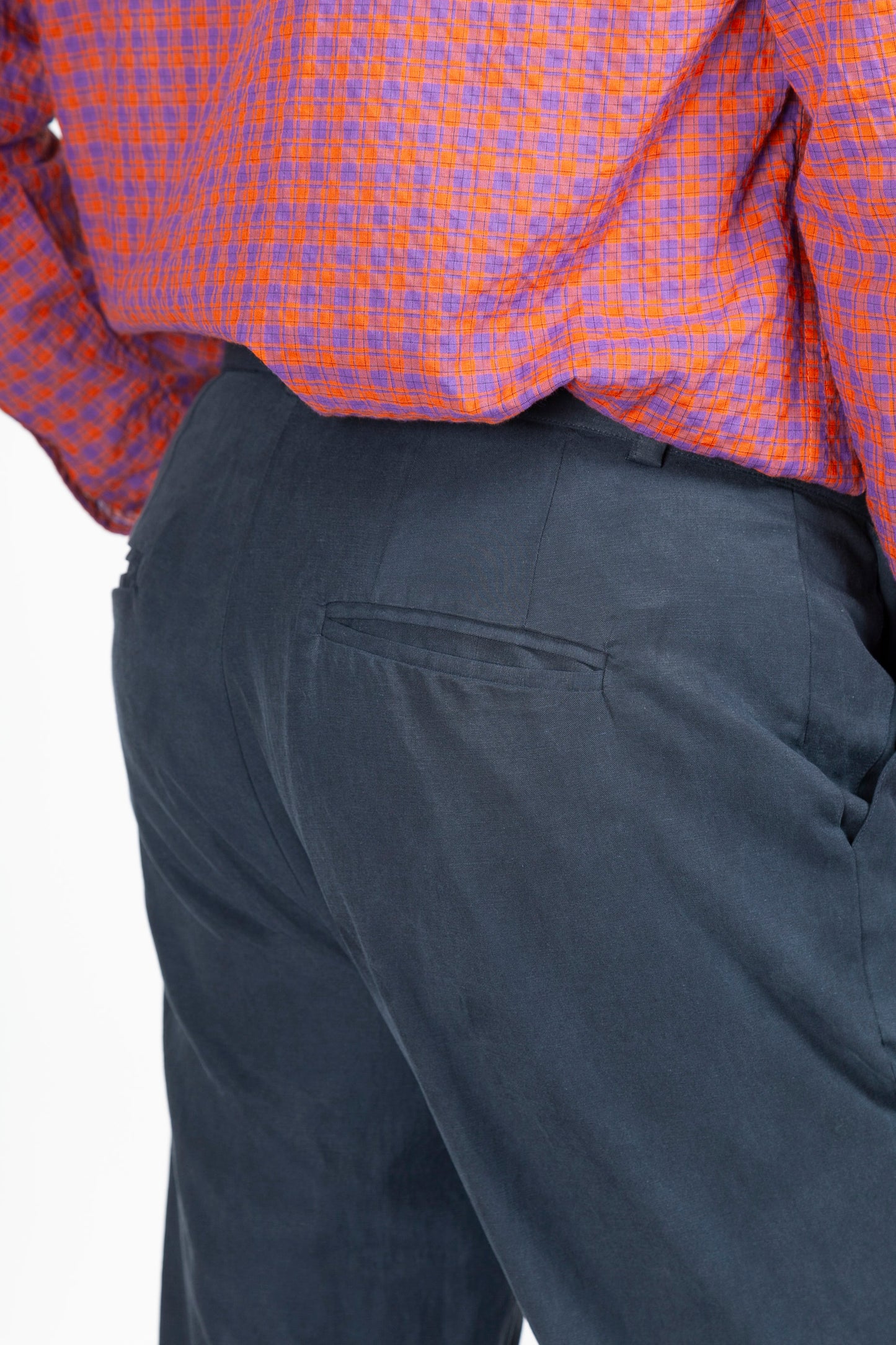 Chino Trousers Tencel Linen Cotton Navy