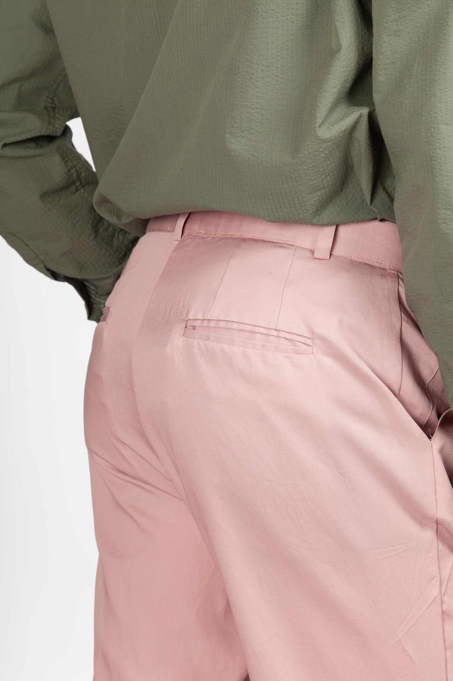 Pink Tencel Linen Cotton Chino Pants