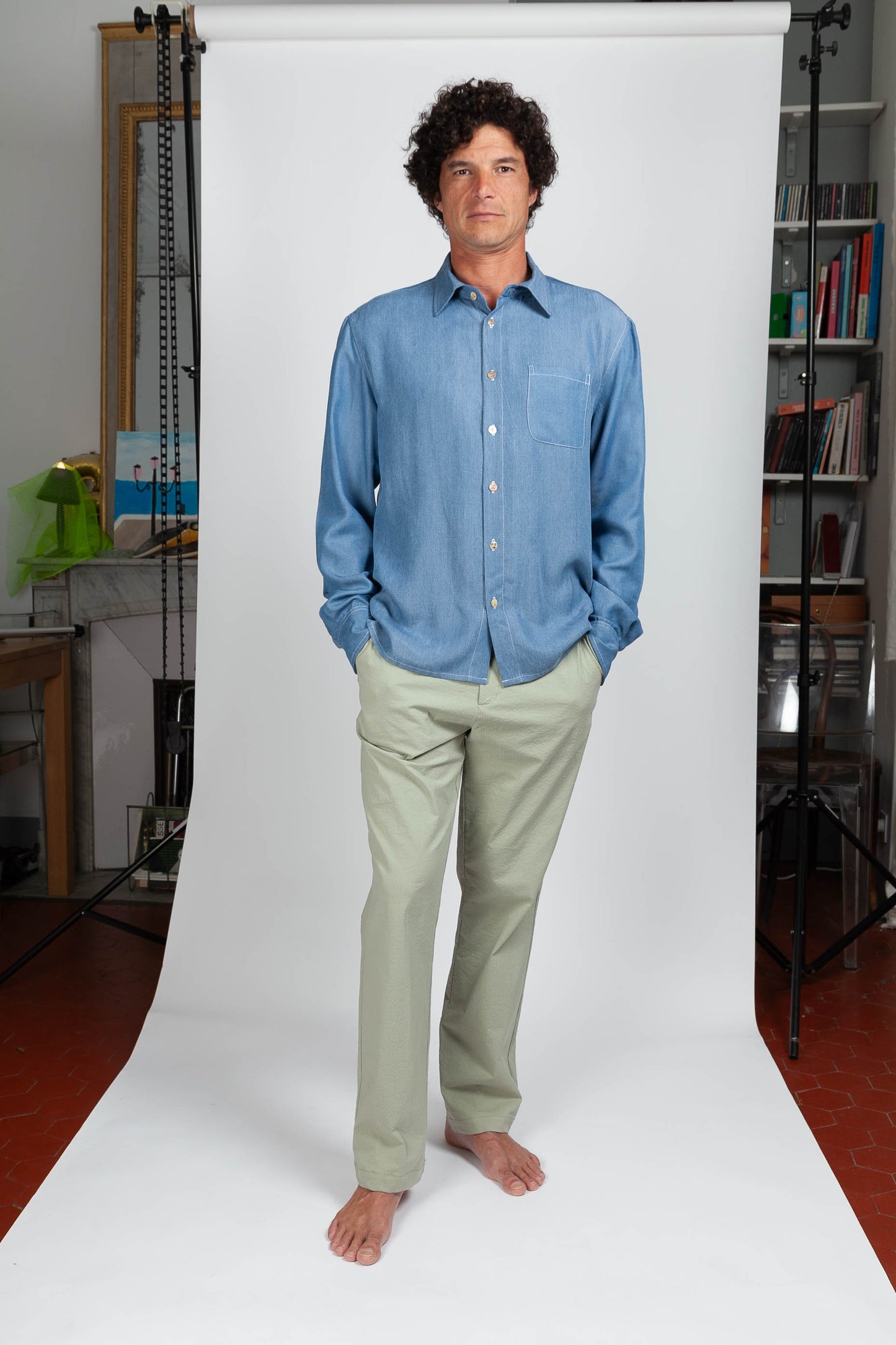 Prototype - Chemise Droite Tencel Bleu