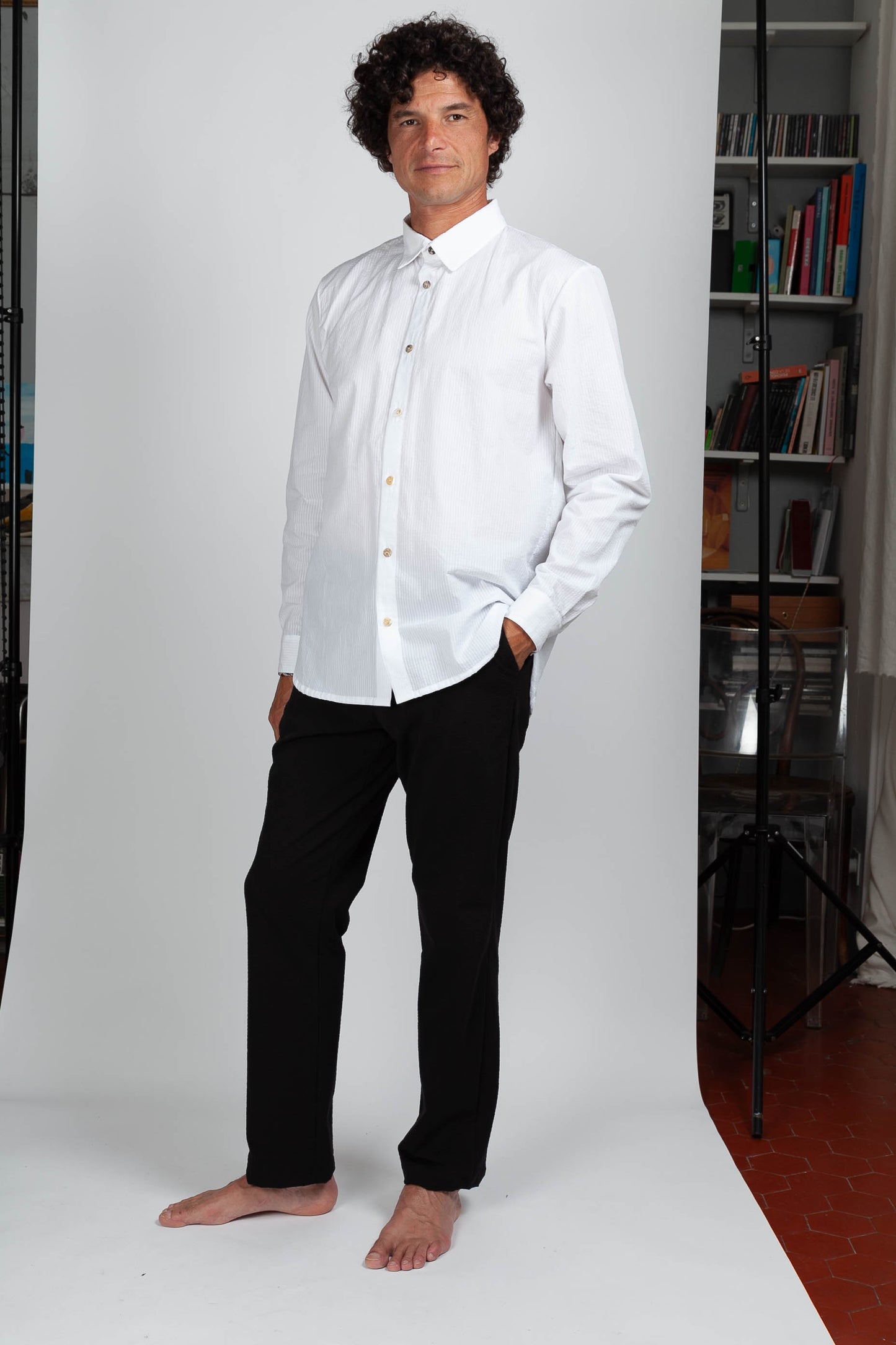 Chemise Relax Seersucker Blanc