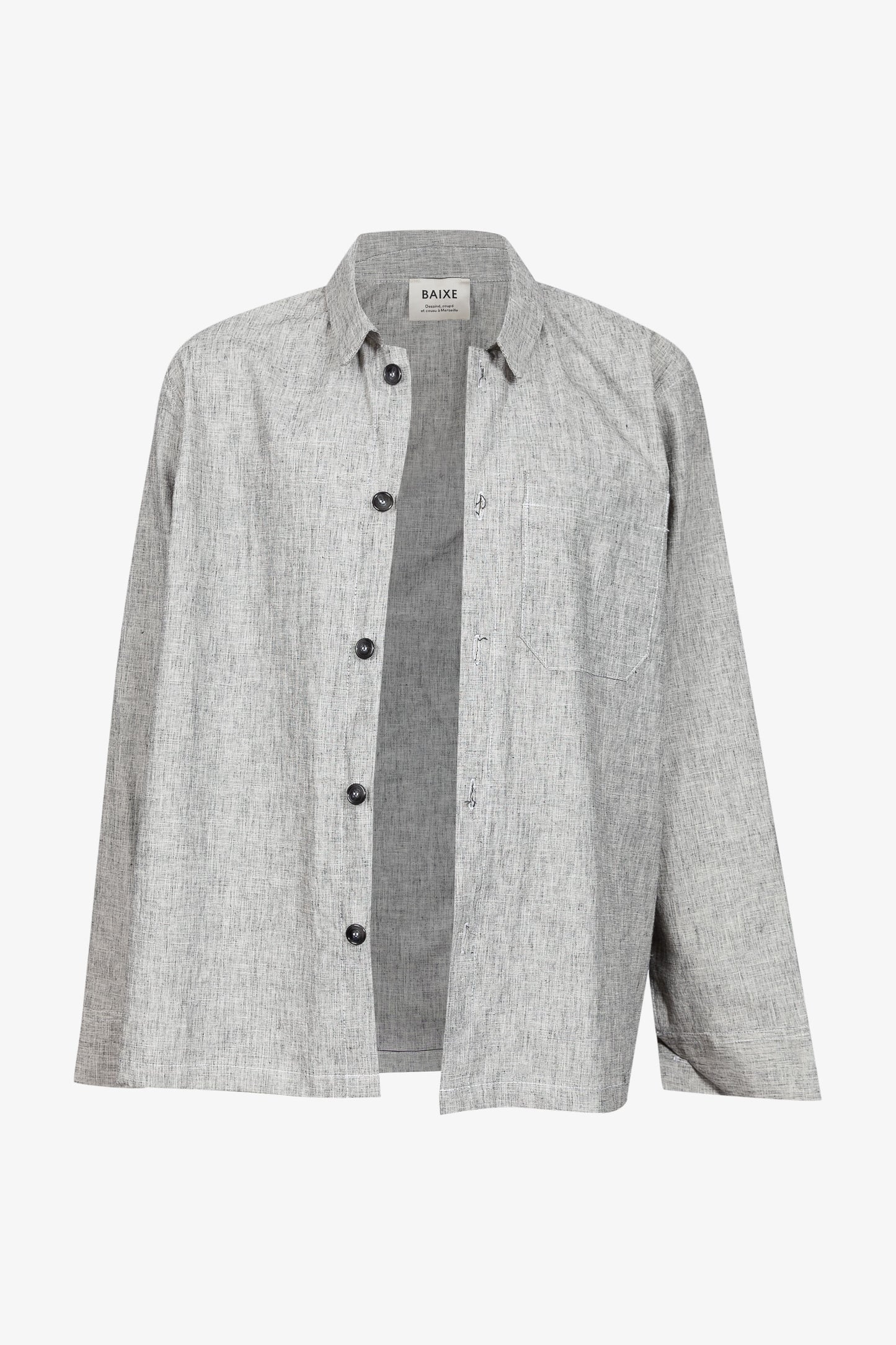 Surchemise Lin Coton Gris Chiné