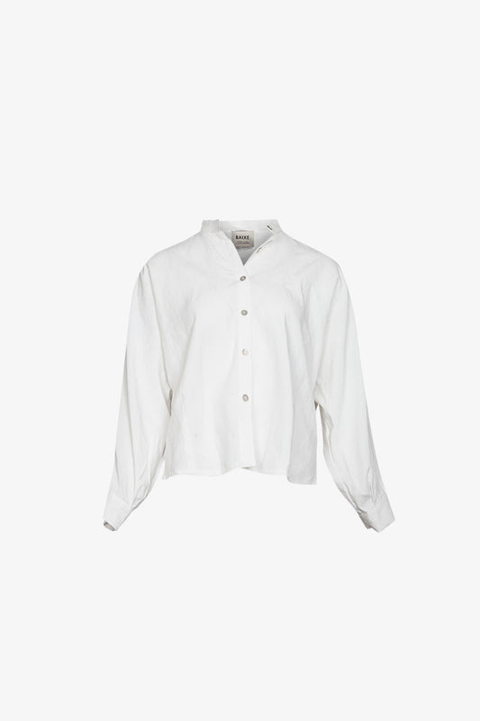 Chemise Nehru Lin Viscose Blanc