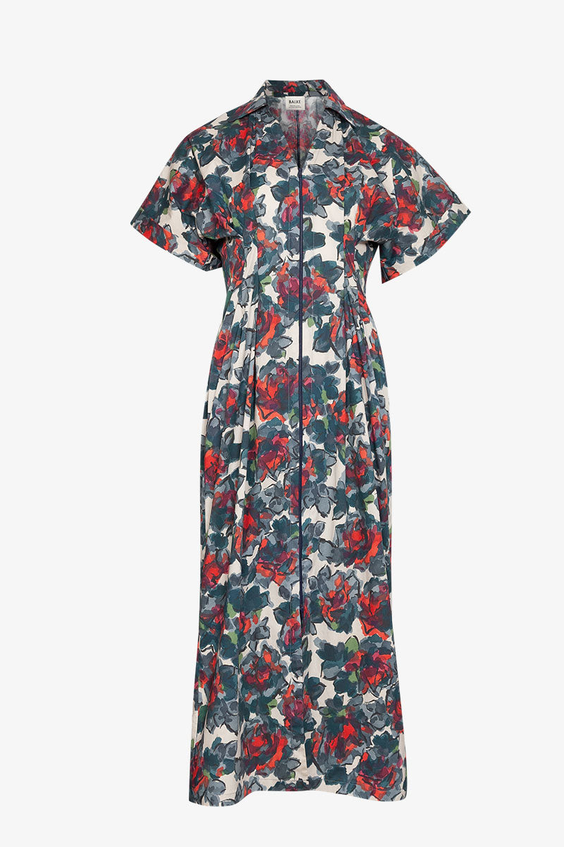 Robe Corset Zip Popeline Fleur