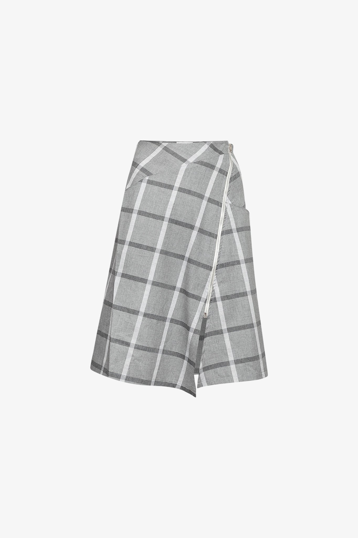 Jupe Grand Zip Madras Gris