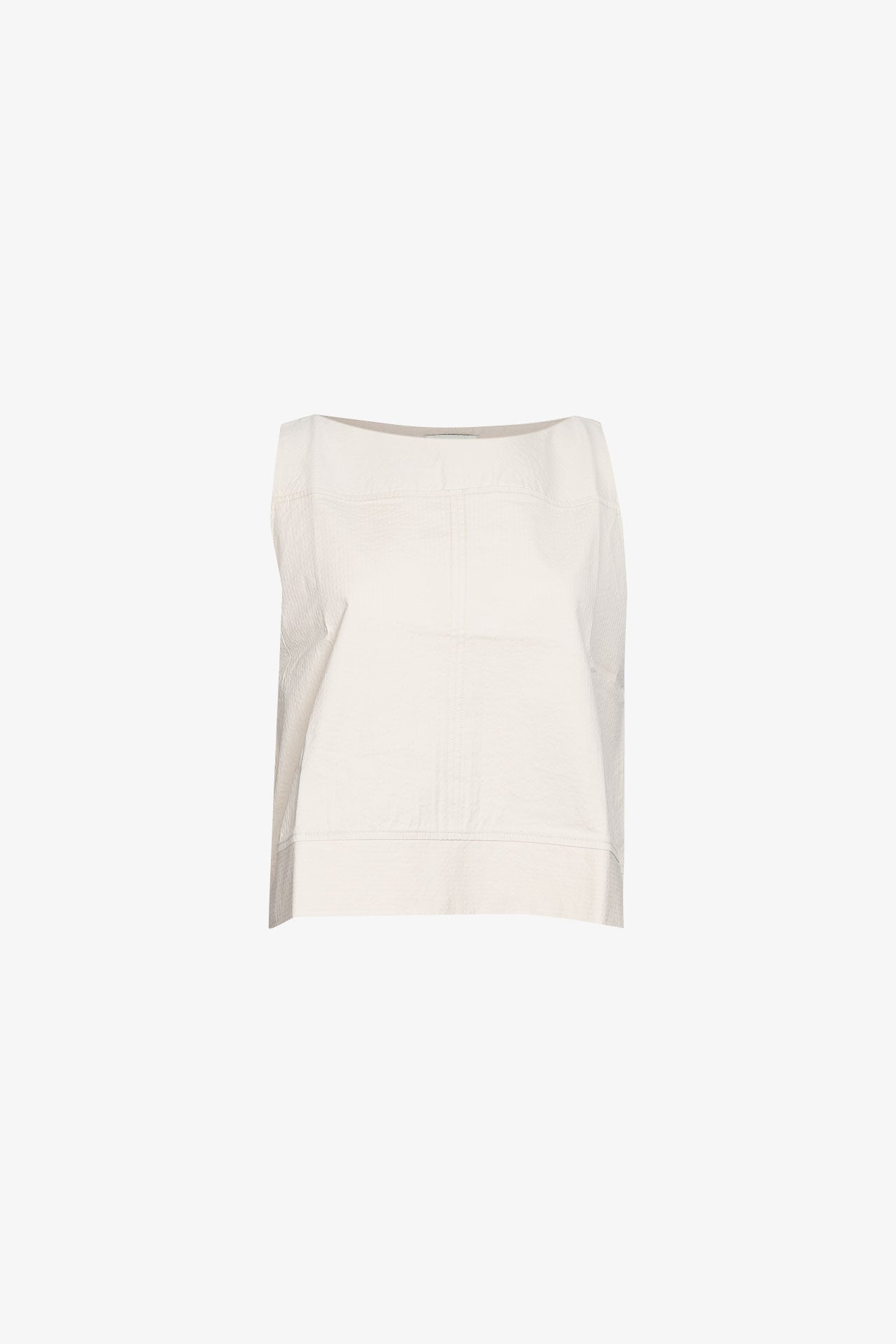 Top Bateau Seersucker Beige - Surcylé Couture