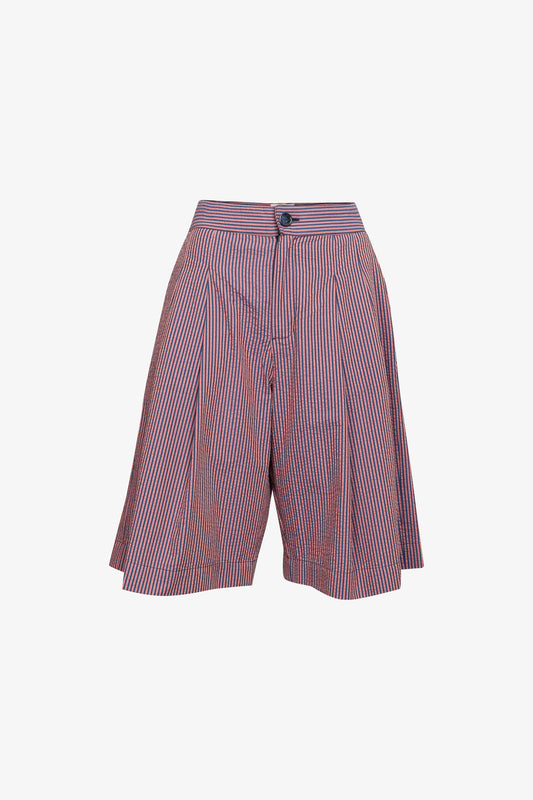 Purple Seersucker Bermuda Shorts