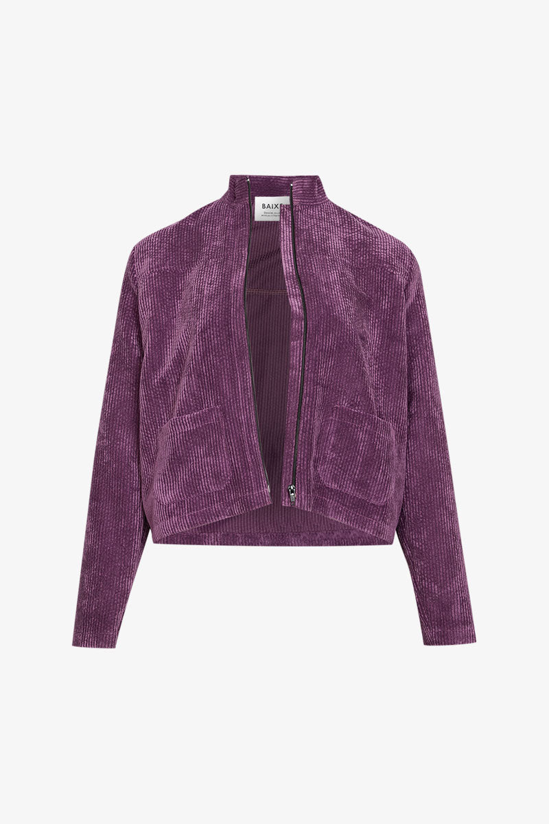 Veste Découpe Zip Velours Grosse Cote Violet
