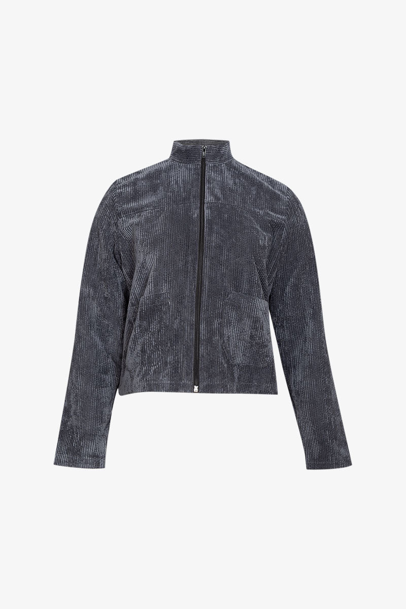 Veste Découpe Zip Velours Grosse Cote Anthracite