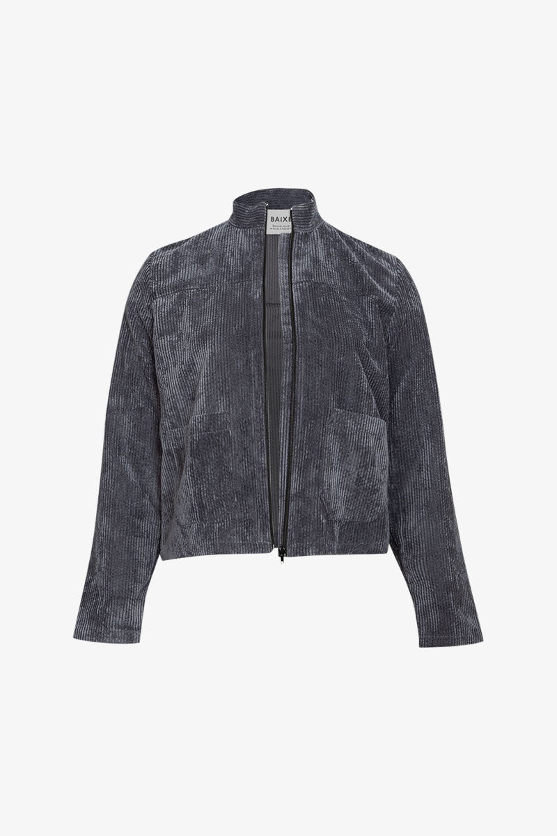 Veste Découpe Zip Velours Grosse Cote Anthracite