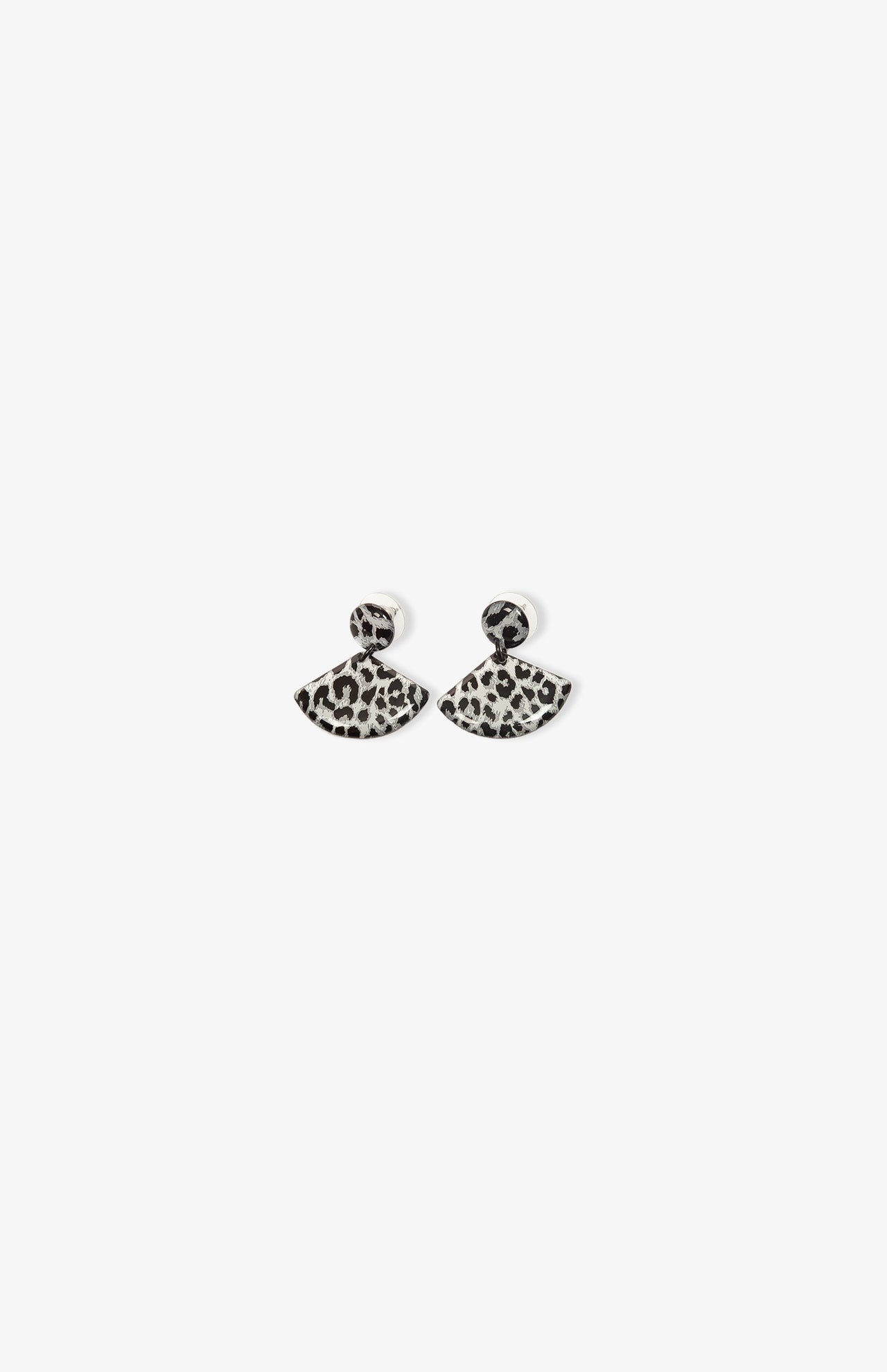 Boucles d’oreilles Petits Eventails - Léopard Argenté